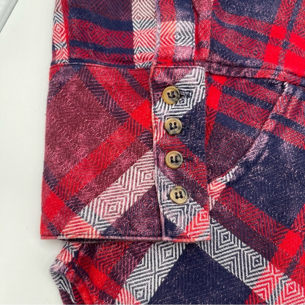 Free People Easy Street Plaid Shirt Buttondown Flannel Size Flowy Lightweight - Picture 7 of 11